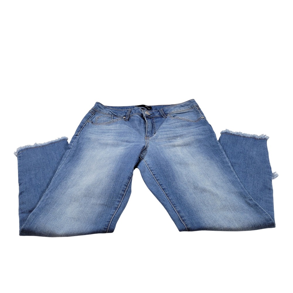 1822 Denim Skinny Jeans Womens 8 Blue Excellent Frayed Stepped Hem Stretch